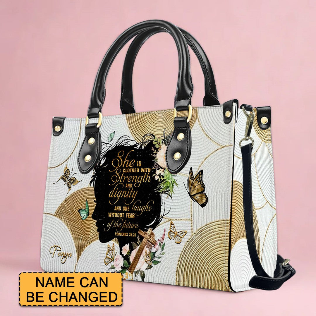 Personalized Proverbs 31:25 Faith Tote Bag
