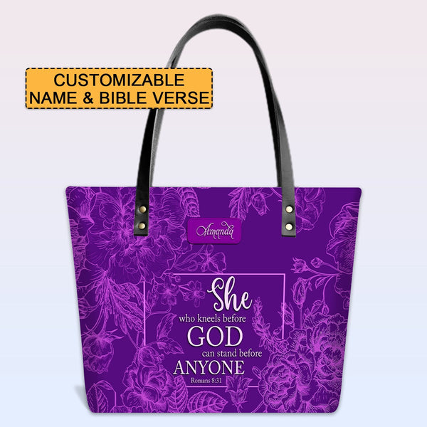 Personalized Bible Verse Leather Tote Bag