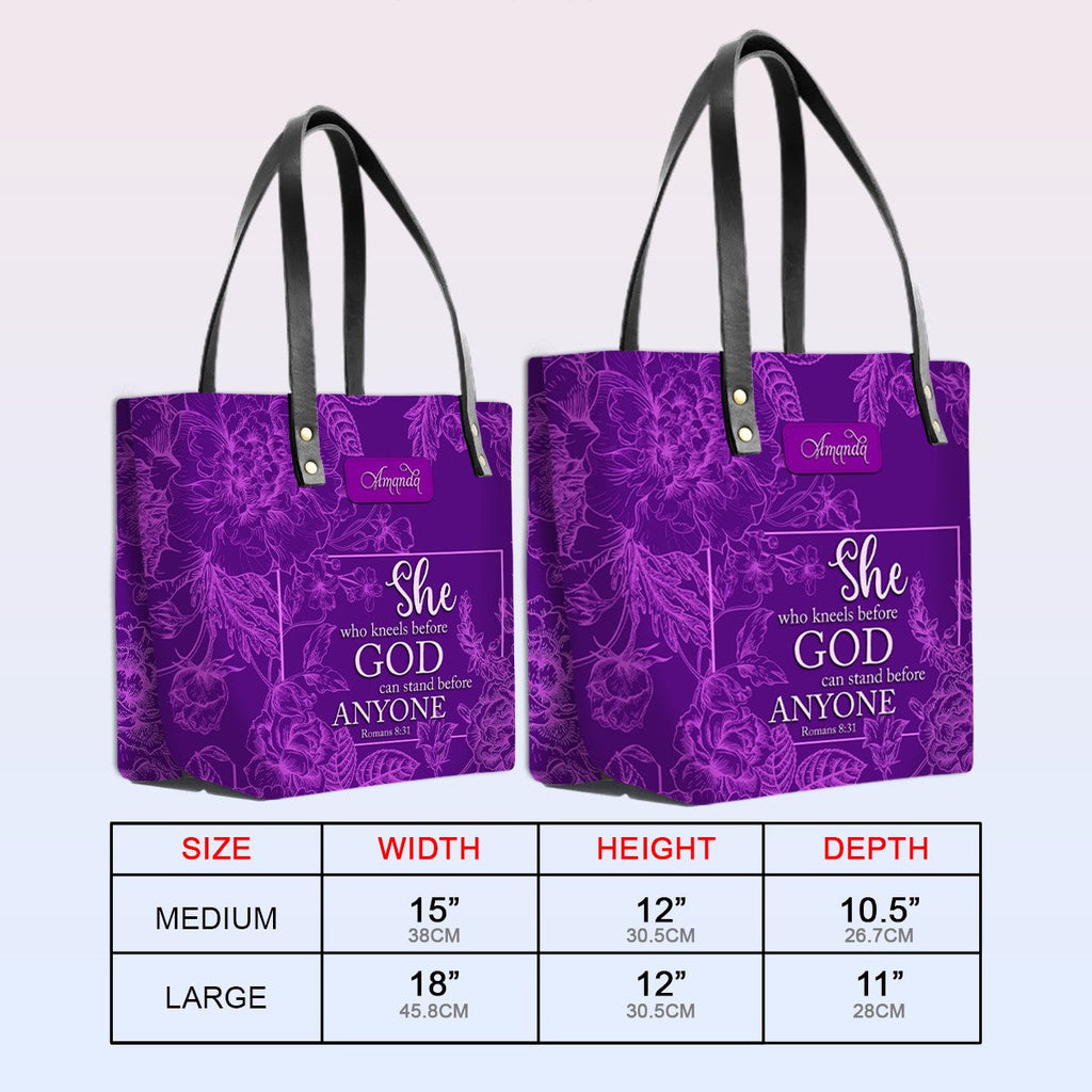 Personalized Bible Verse Leather Tote Bag