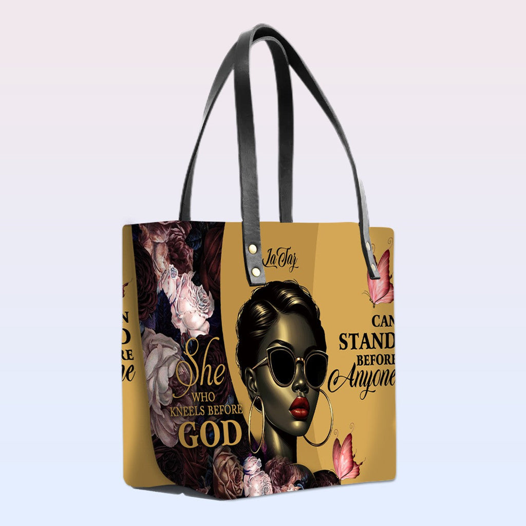 Personalized Bible Verse Leather Tote Bag