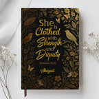 Personalized "Clothed With Strength" Leather Journal
