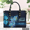 Simply Blessed Blue Butterfly Leather Handbag