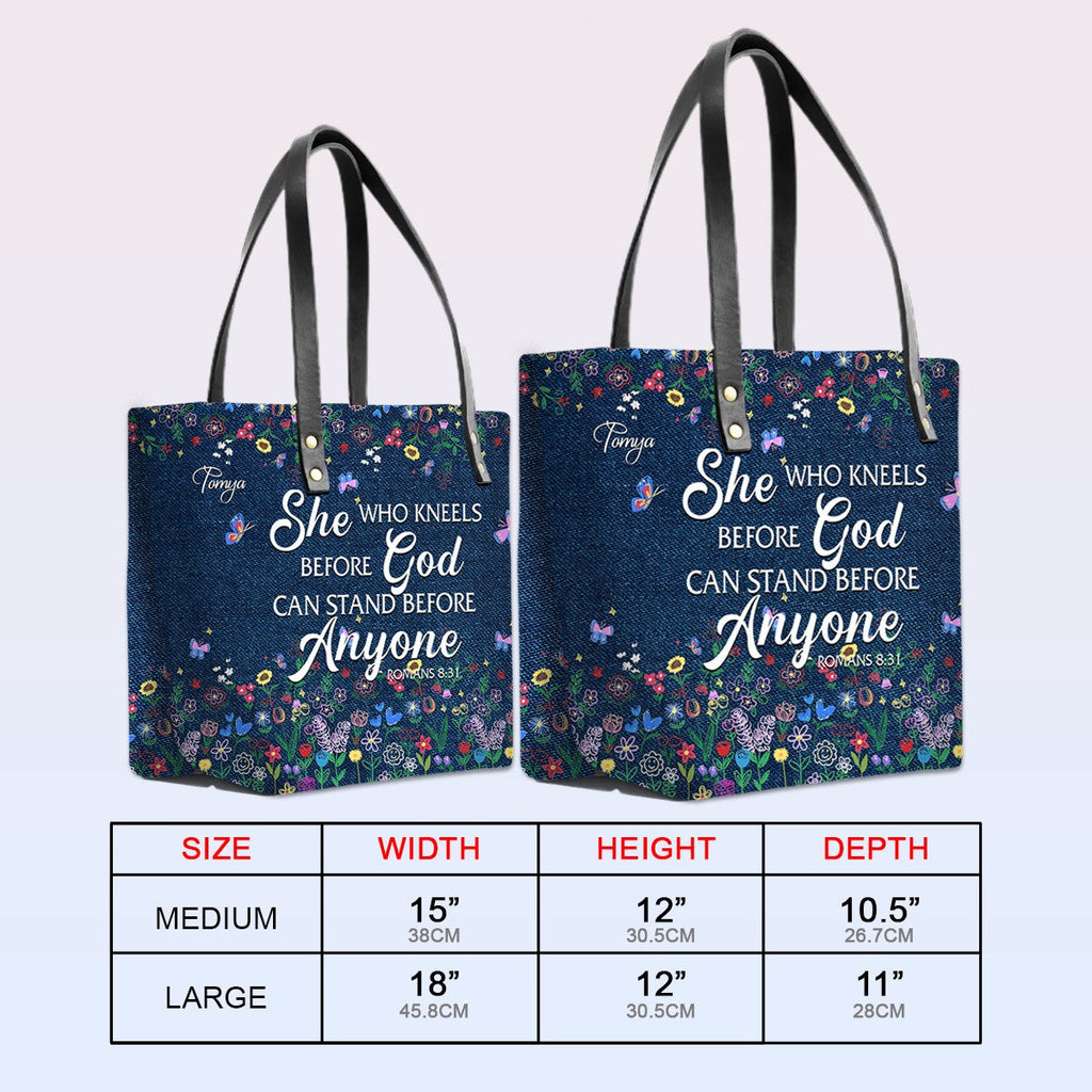 Personalized Bible Verse Leather Tote Bag