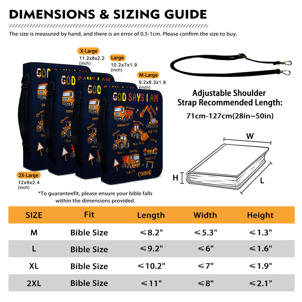 Personalized Kids Construction Bible Cover