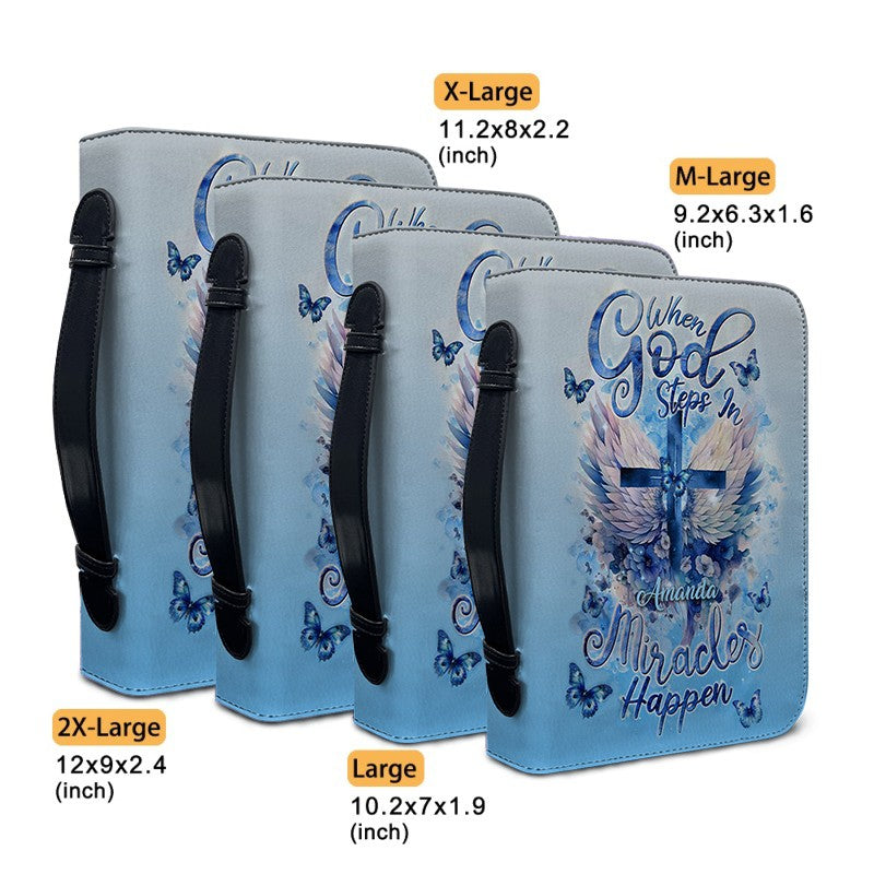 Personalized When God Steps In Blue Bible Cover