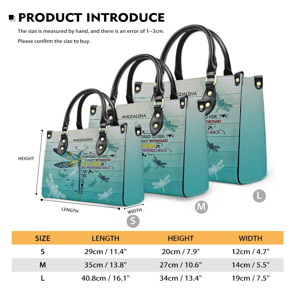 I Am The Storm Personalized Leather Tote Bag