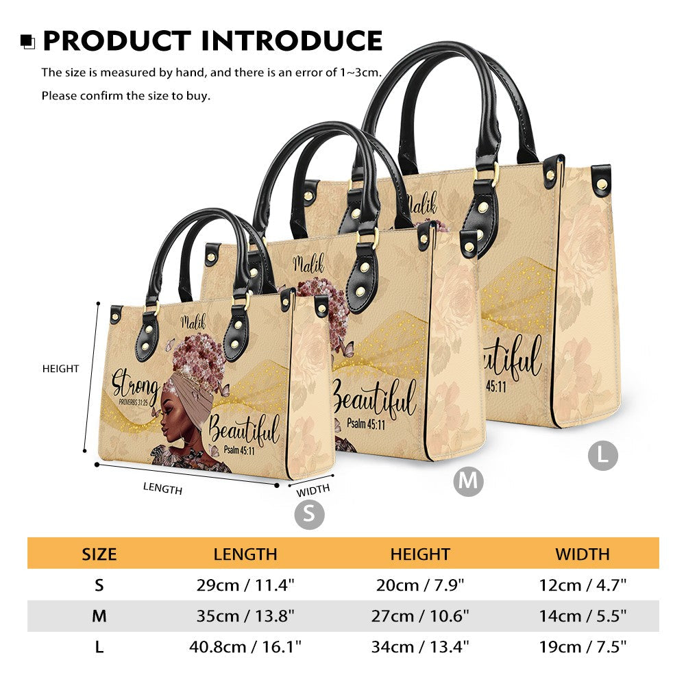I Am Strong & Beautiful Custom Leather Handbag