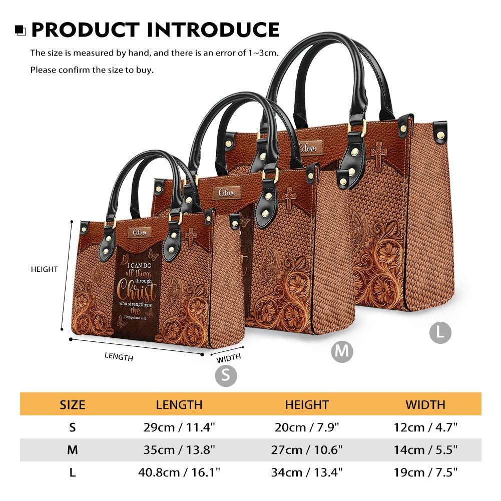 Personalized Faith & Strength Leather Handbag