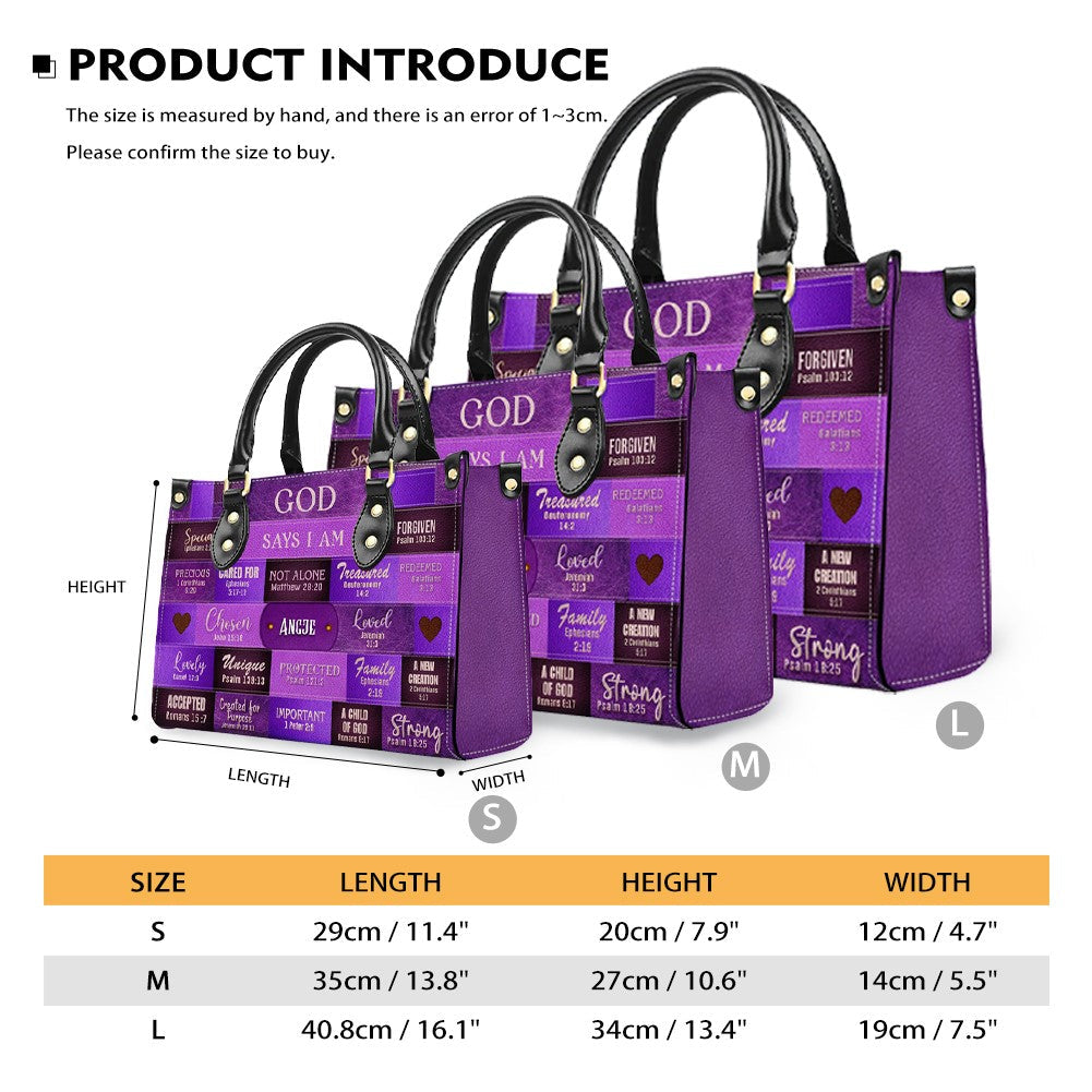 Personalized God Says I Am Leather Tote Bag