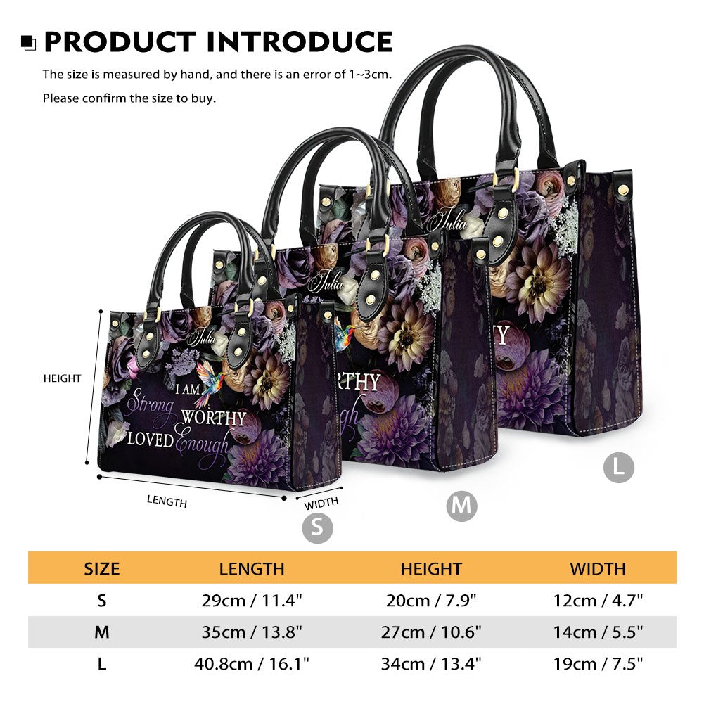 Personalized Floral Leather Tote Bag