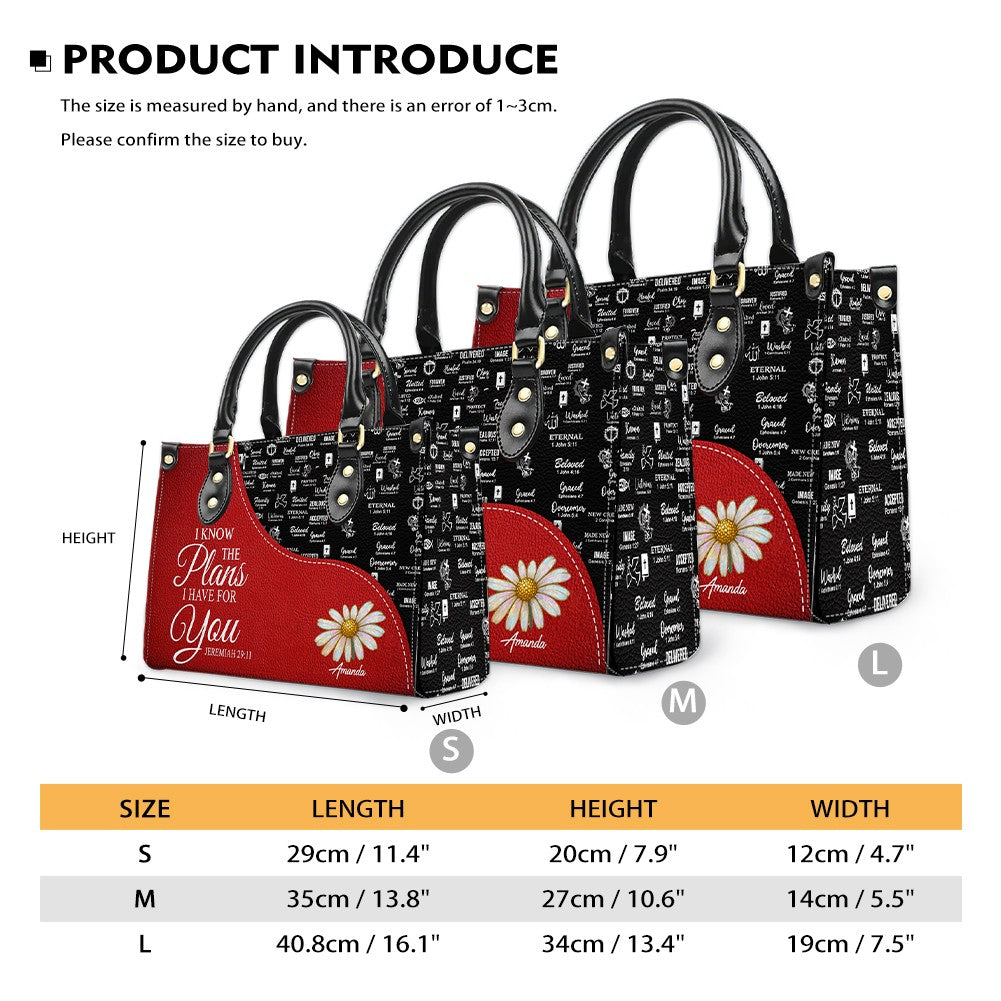 Personalized Red Bible Verse Leather Handbag