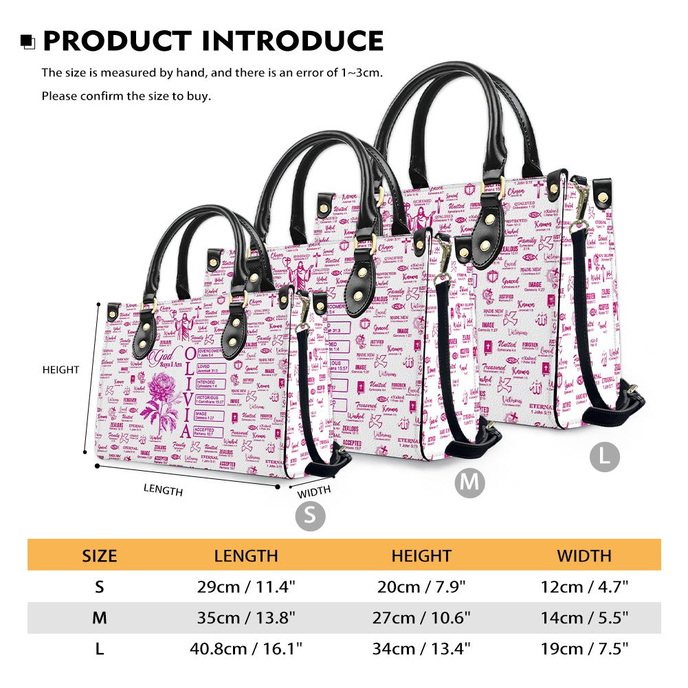 Personalized Christian Birth Flower Leather Tote