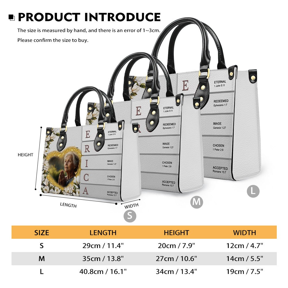 Personalized Sacred Name Leather Tote Bag