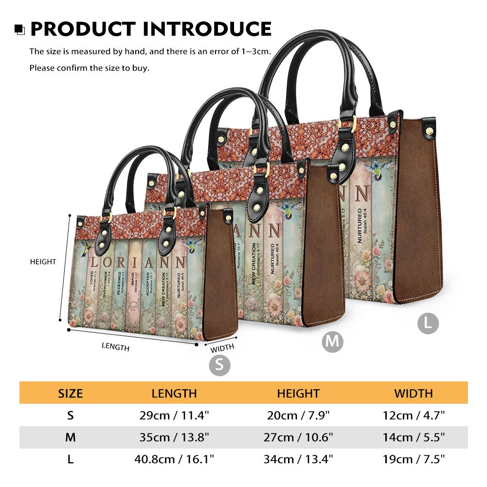 Custom Name Meaning Christian Leather Tote Bag