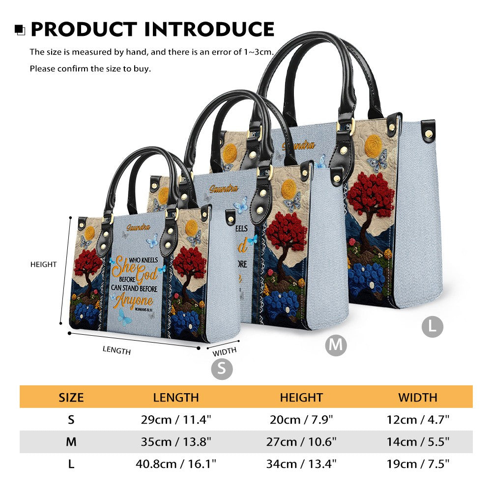 She Who Kneels Before God Leather Tote Bag
