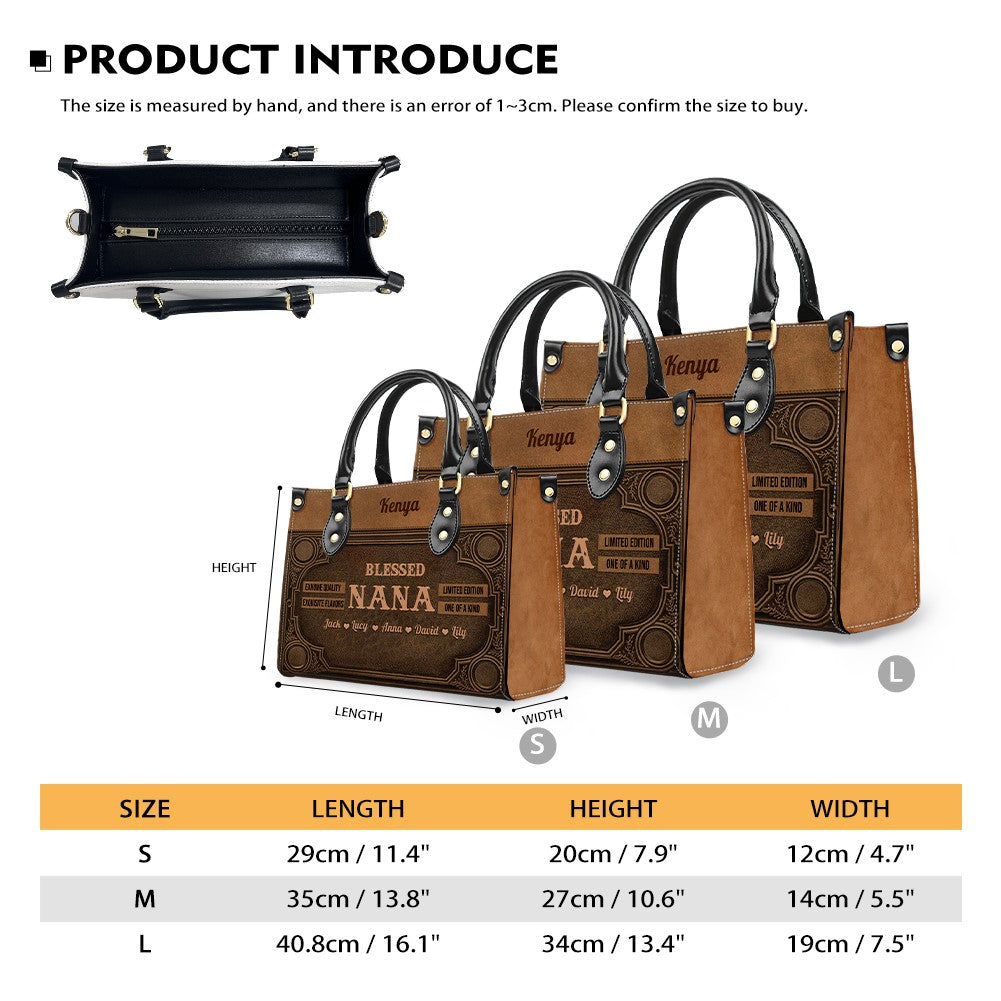 Personalized Blessed Nana Leather Tote Bag