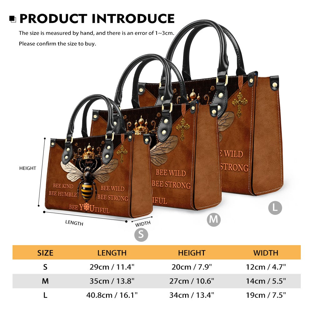 Personalized Bee Kind Leather Handbag