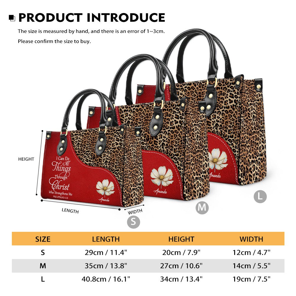 Personalized Christian Faith Leather Tote Bag