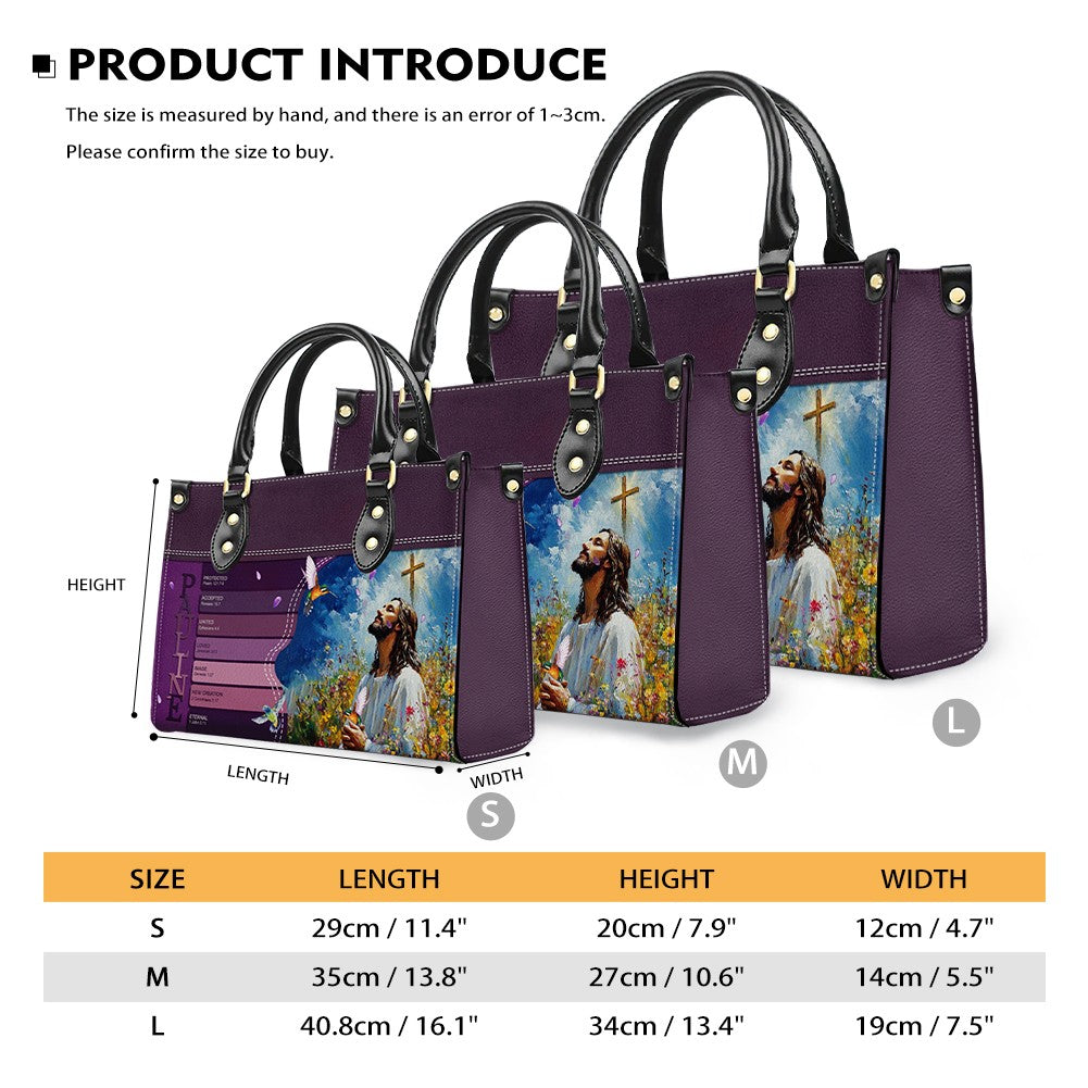 Personalized Sacred Name Leather Tote Bag