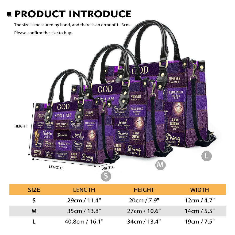 God Says I Am Personalized Christian Handbag