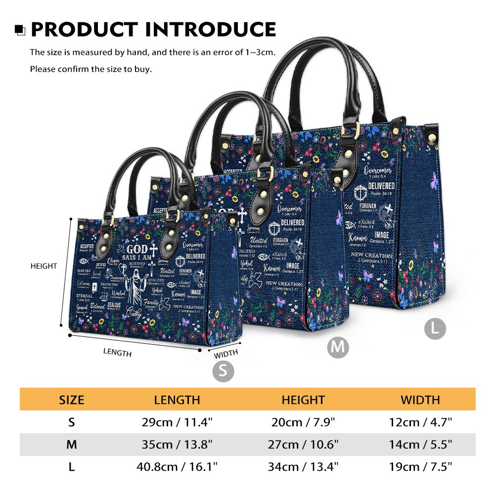 God Says I Am Personalized Leather Handbag