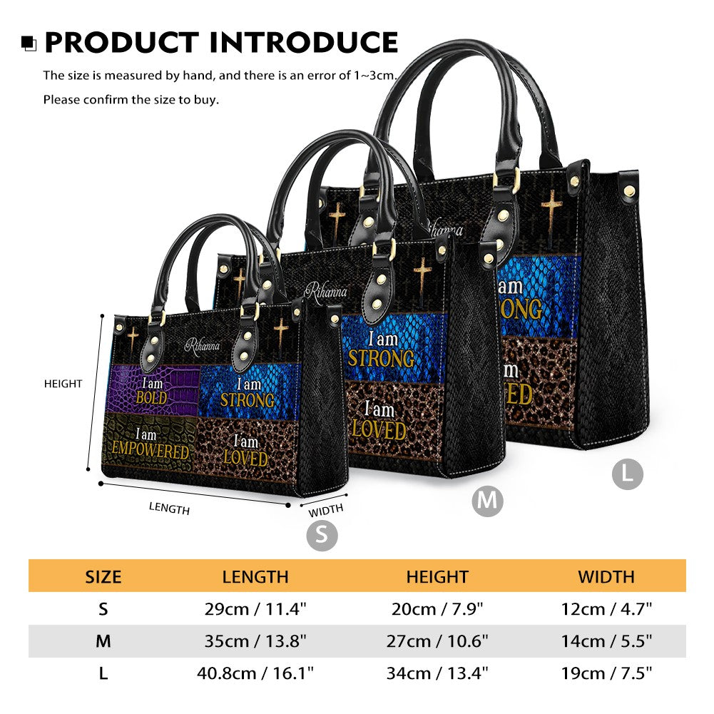 I Am Bold & Strong Personalized Leather Handbag