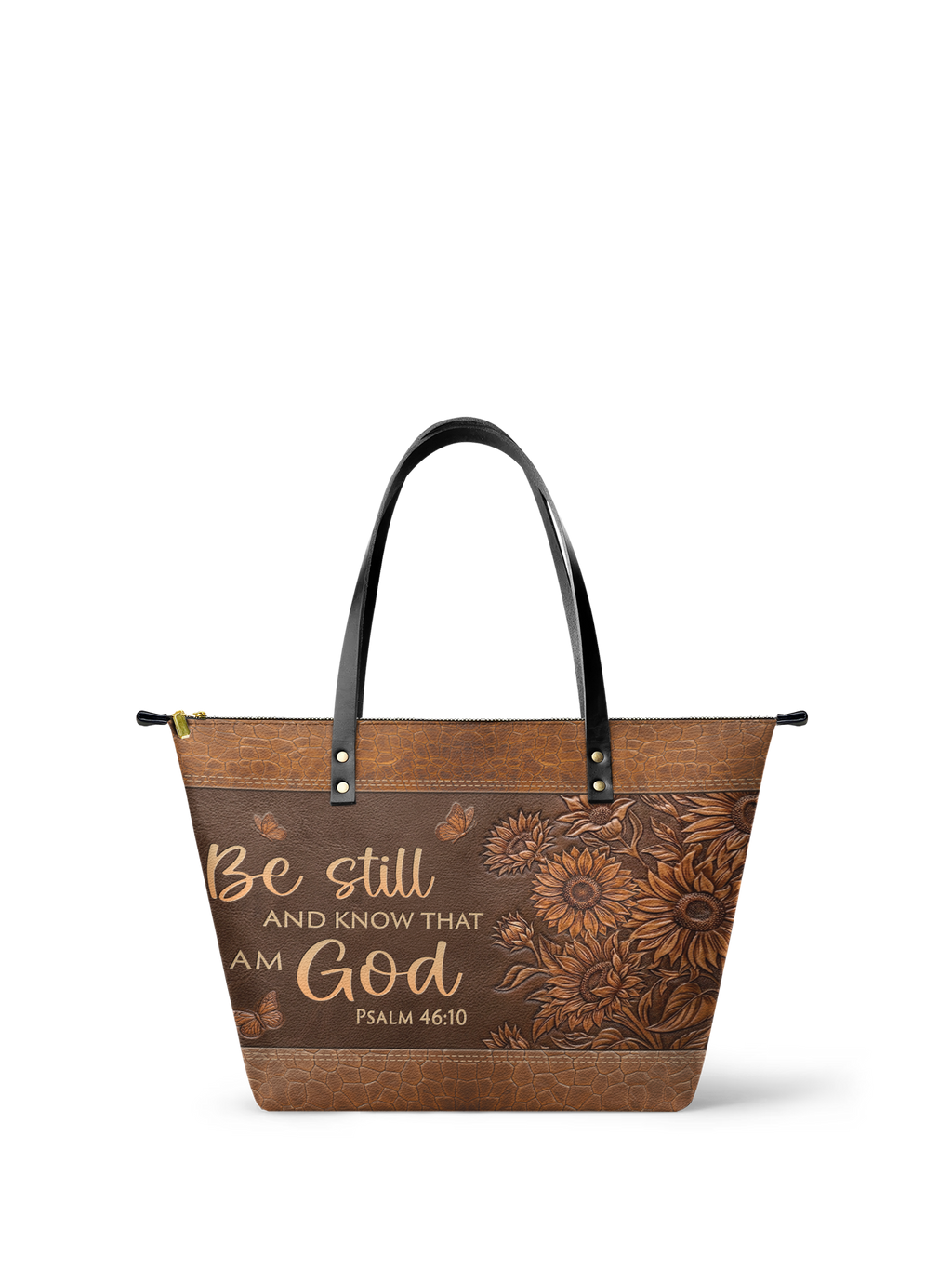 Solace Psalm 46:10 Leather Tote Bag