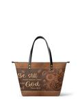 Solace Psalm 46:10 Leather Tote Bag