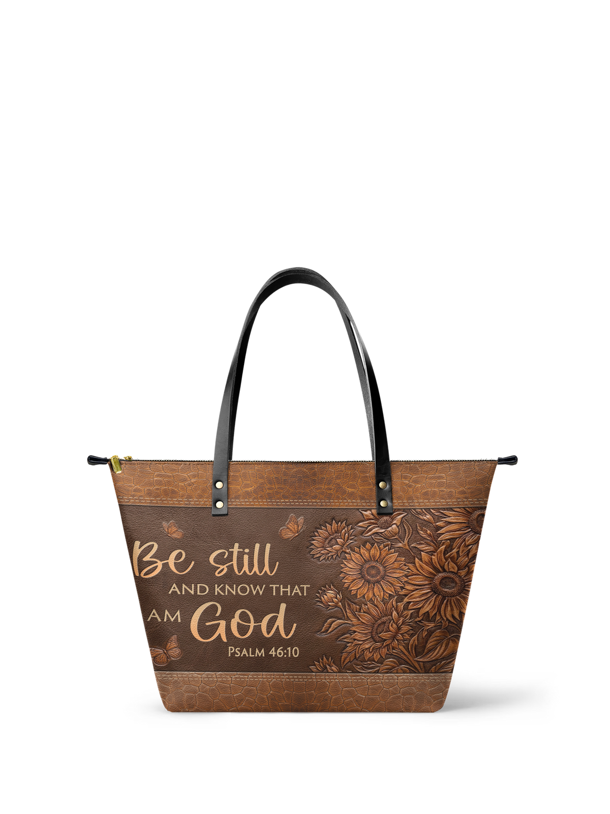 Solace Psalm 46:10 Leather Tote Bag