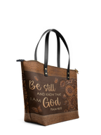 Solace "Be Still & Know" Psalm 46:10 Leather Tote Bag