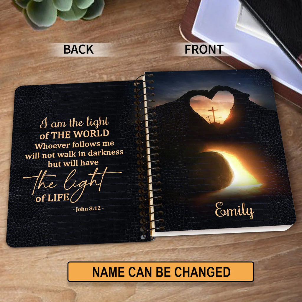 Personalized "I Am The Light Of The World" Spiral Journal