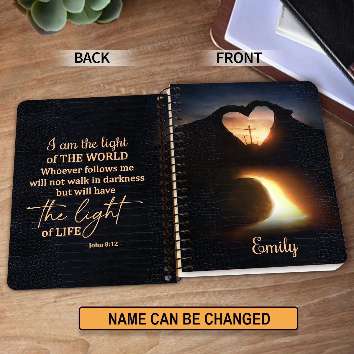 Personalized "I Am The Light Of The World" Spiral Journal