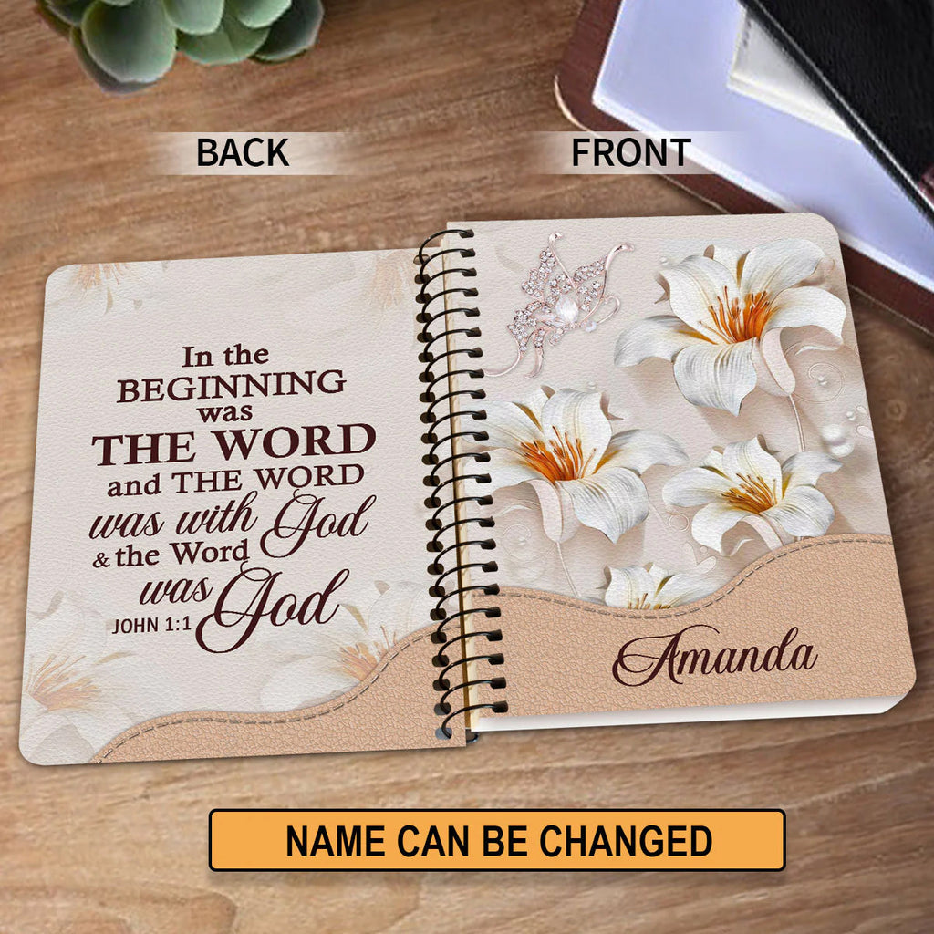 Personalized "In The Beginning Was The Word" Spiral Journal