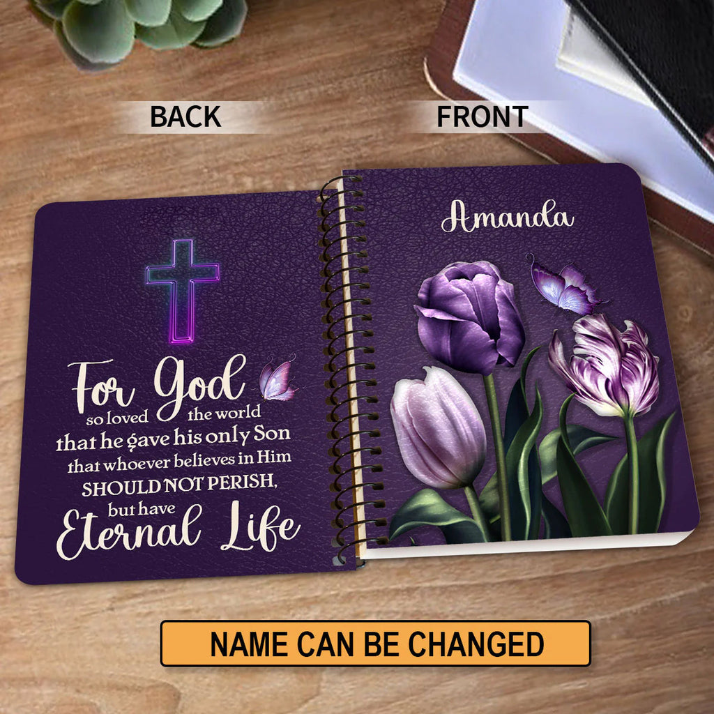 Personalized "For God So Loved The World" Spiral Journal