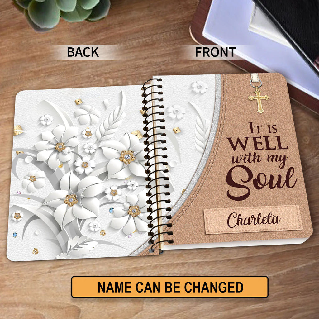 Personalized "It Is Well With My Soul" Spiral Journal