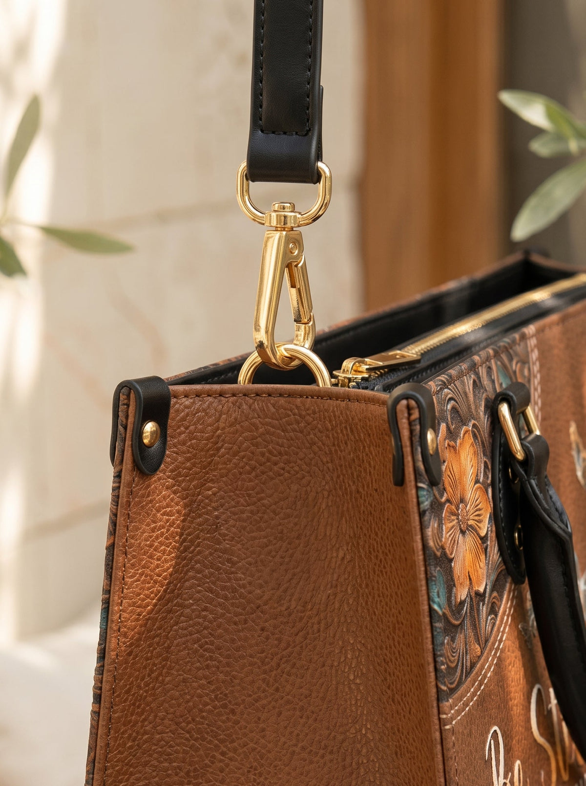 Stillness Psalm 46:10 Leather Handbag