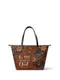 Stillness Psalm 46:10 Leather Tote Bag