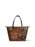 Stillness Psalm 46:10 Leather Tote Bag