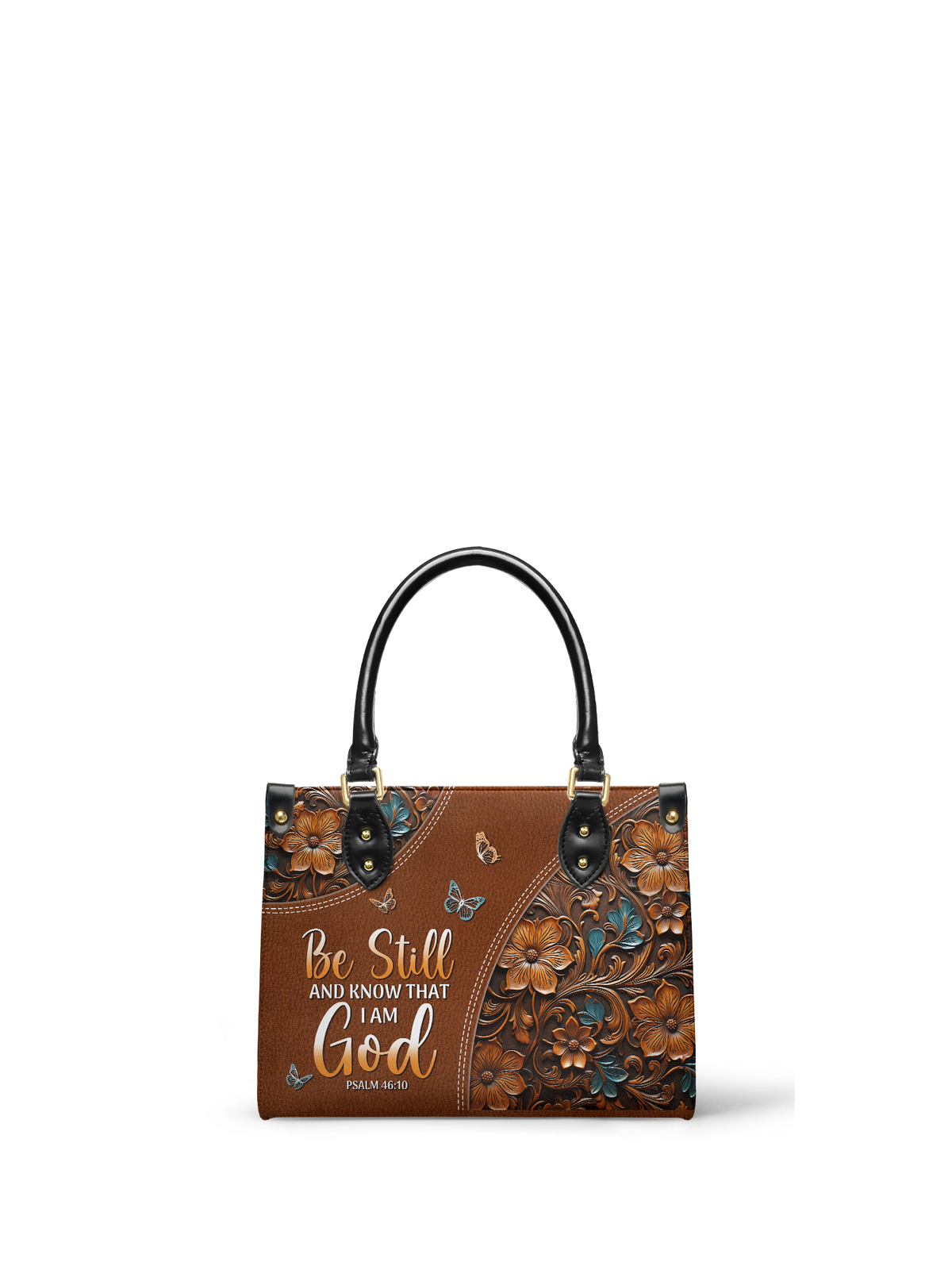 Stillness Psalm 46:10 Small Leather Handbag