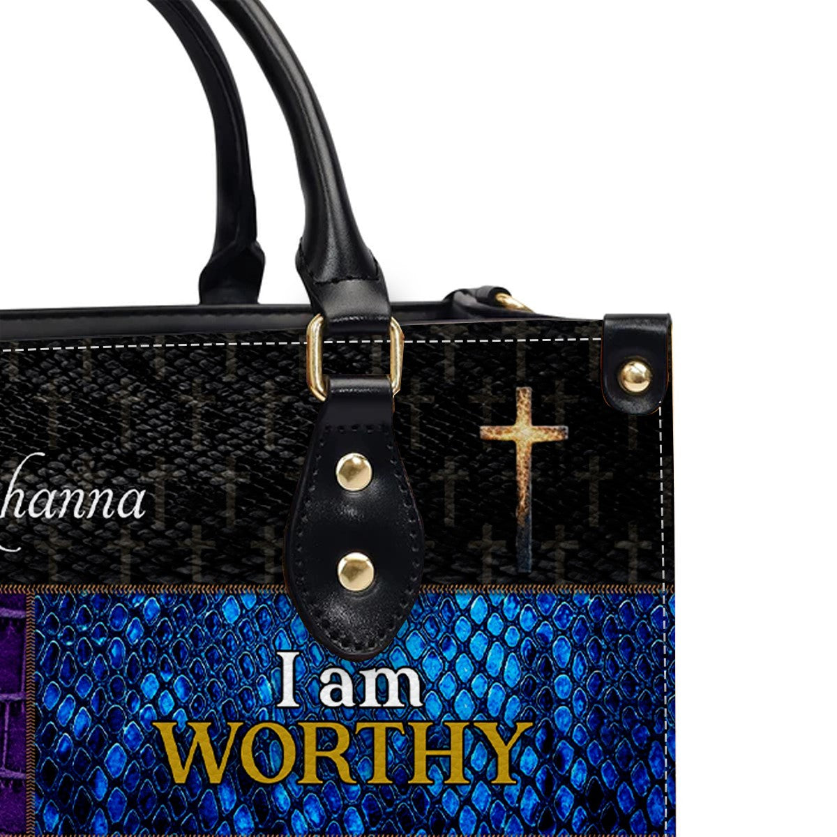 Personalized "I Am Strong" Leather Handbag