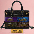Personalized "I Am Strong" Leather Handbag