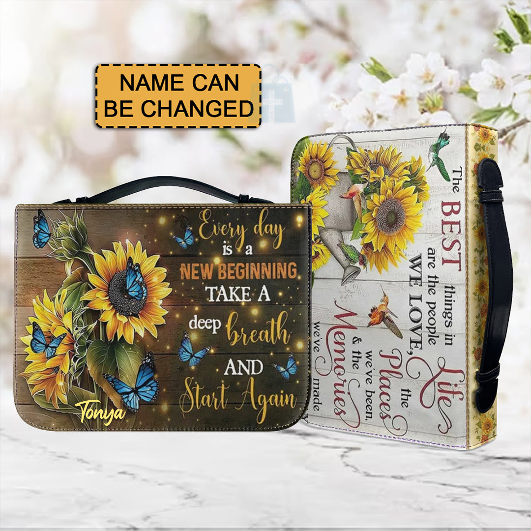 Personalized Sunflower Butterfly Bible Cover