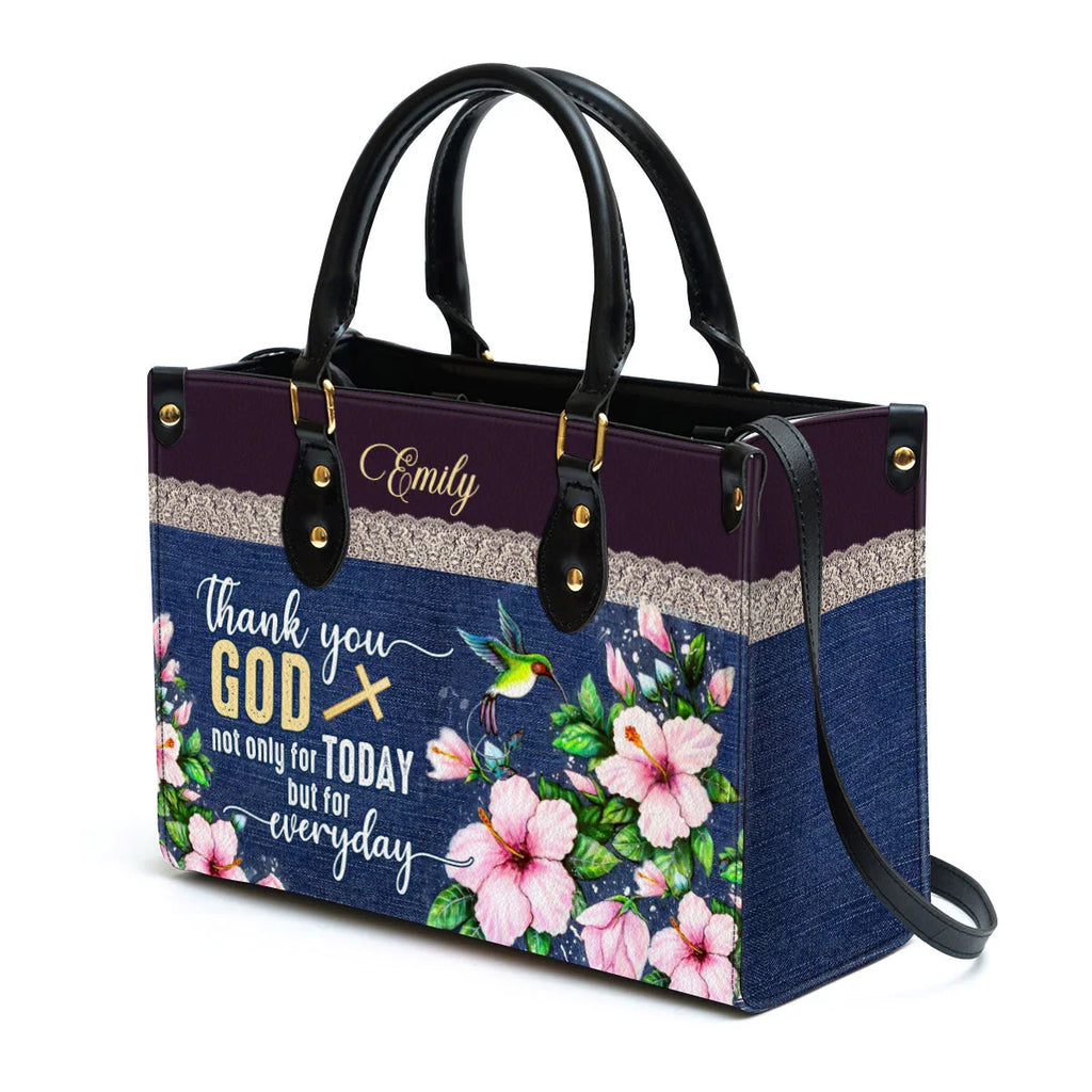 Thank You God Hummingbird Leather Tote Bag