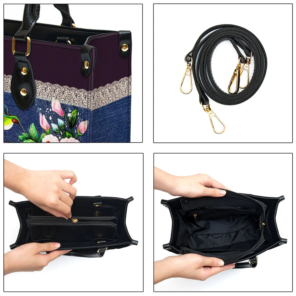 Thank You God Hummingbird Leather Tote Bag