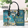 Psalm 27:1 Hummingbird Daisy Leather Handbag