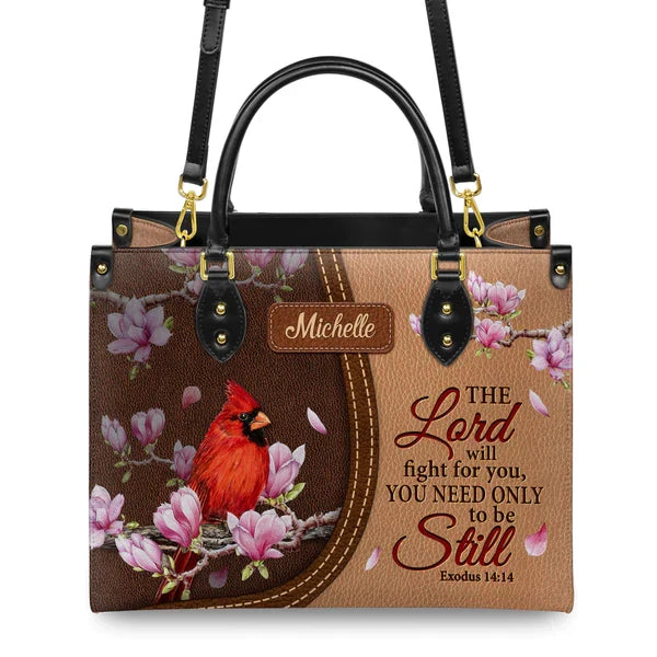 Exodus 14:14 Cardinal Christian Leather Handbag