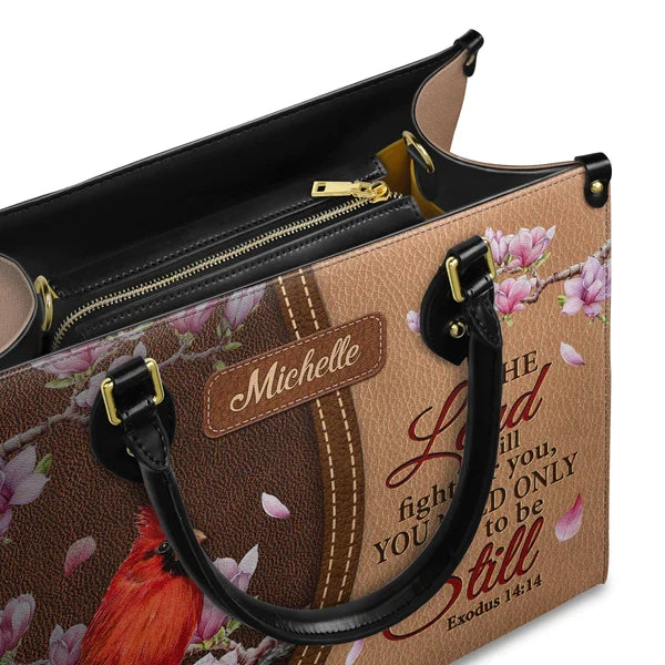 Exodus 14:14 Cardinal Christian Leather Handbag