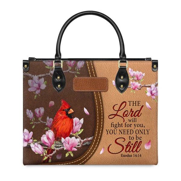 Exodus 14:14 Cardinal Christian Leather Handbag