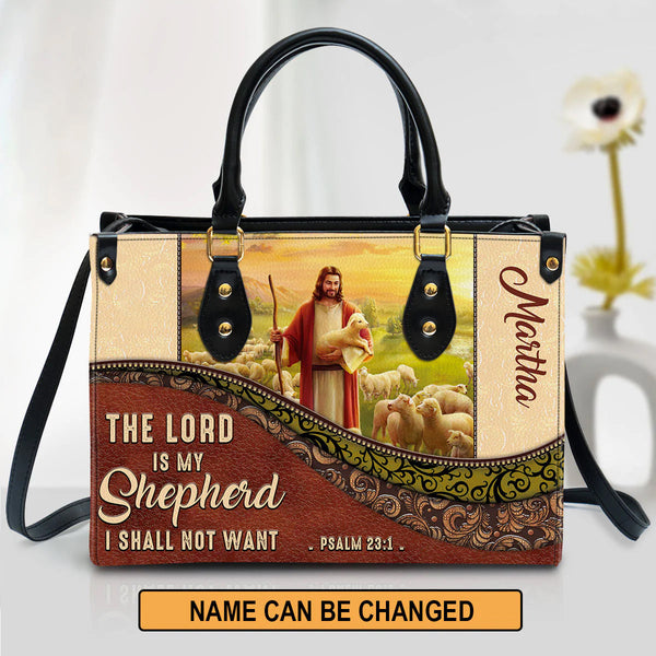 Psalm 23:1 Personalized Leather Tote Bag