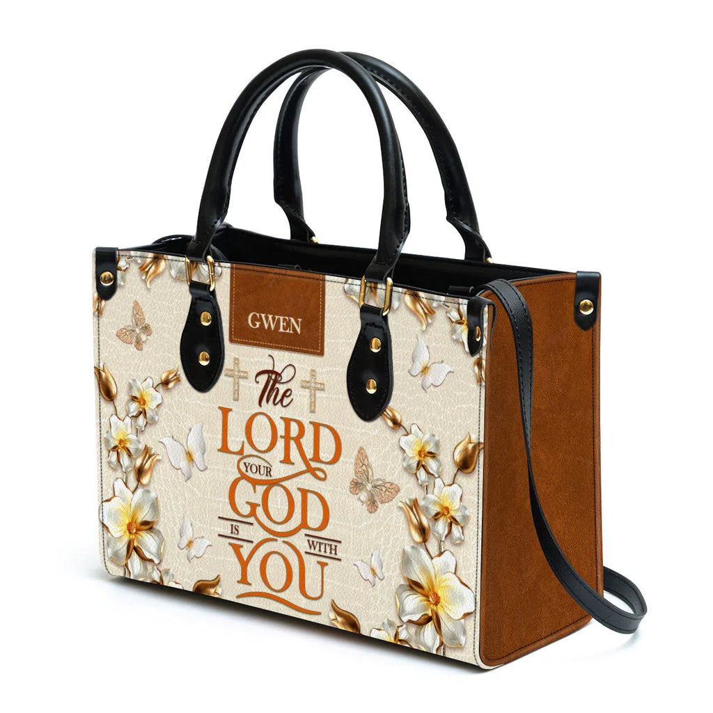The Lord Is With You Custom Leather Tote Bag